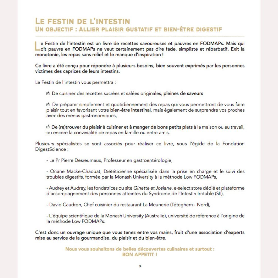 Le Festin de l’intestin – Recettes Low FODMAP pour concilier plaisir & confort digestif - Ginette et Josiane