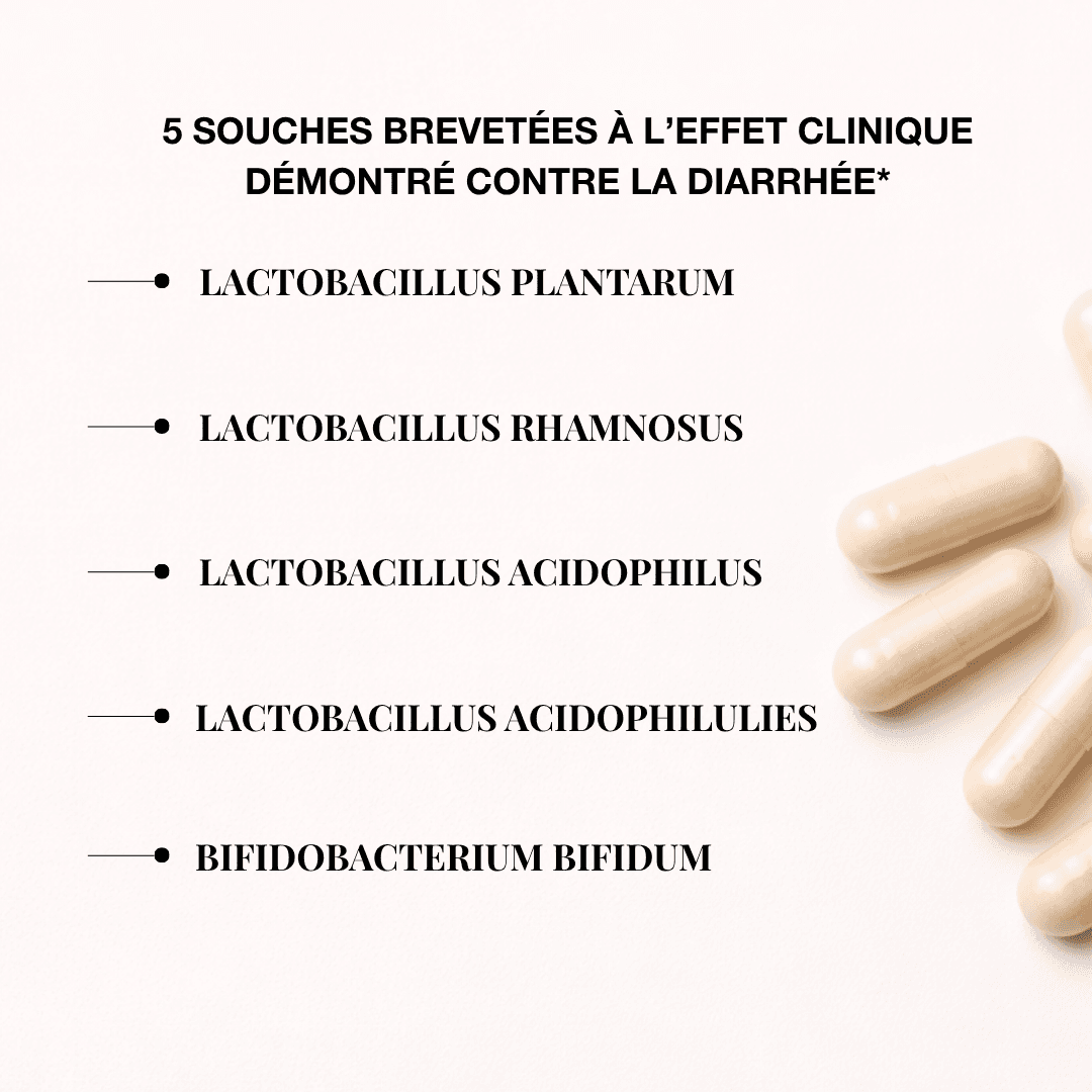 Gélules de probiotiques – Lieutenant Colon-Beau avec 5 souches cliniquement prouvées contre la diarrhée