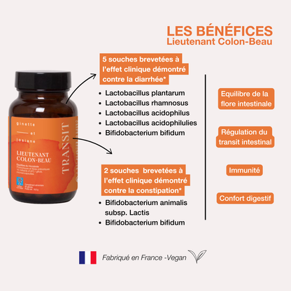 Flacon de probiotiques Lieutenant Colon-Beau avec Pack Immunité pour équilibre intestinal et confort digestif
