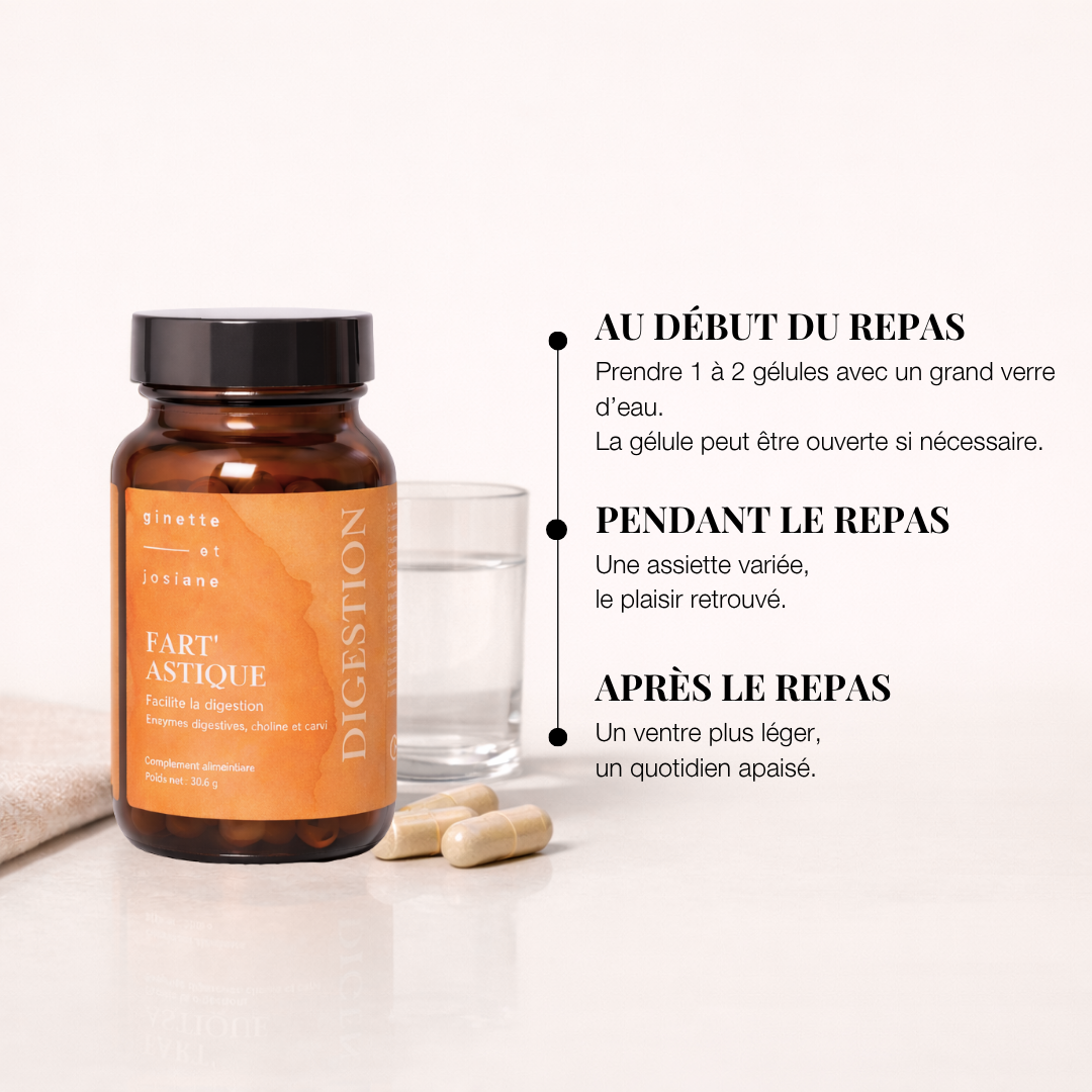 Flacon de supplément denzymes digestives de Ma boutique pour favoriser la digestion avec instructions d&