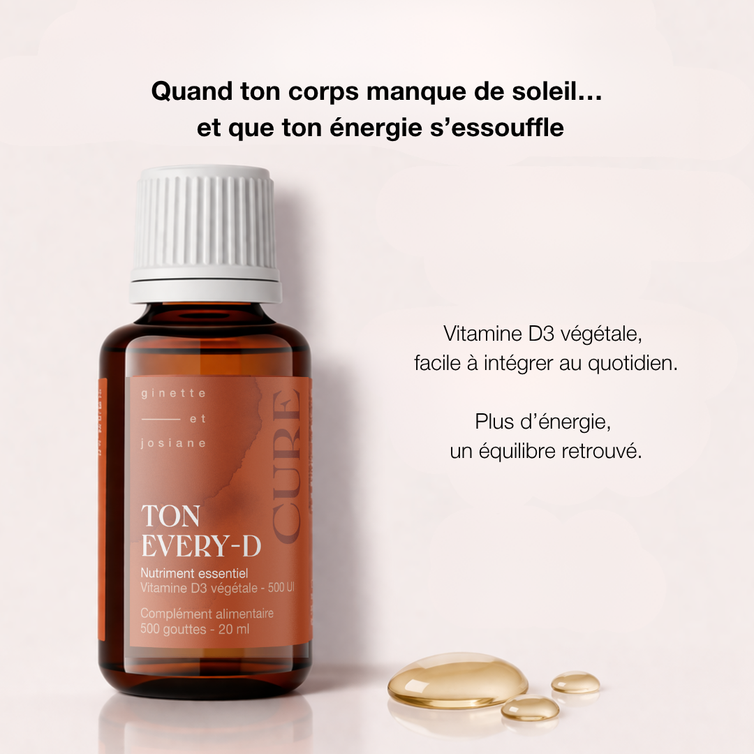Flacon de vitamine D3 végétale de Ma boutique, facile à intégrer dans votre routine quotidienne