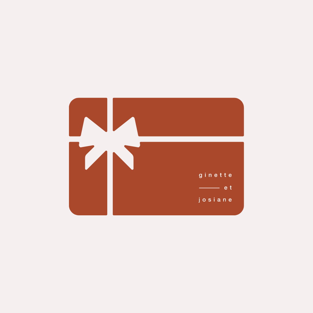 Carte cadeau Ginette et Josiane avec un design élégant et un nœud décoratif