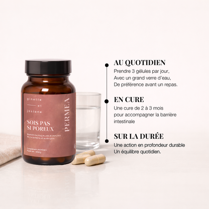 Compléments alimentaires Ginette et Josiane pour la perméabilité intestinale avec instructions d&