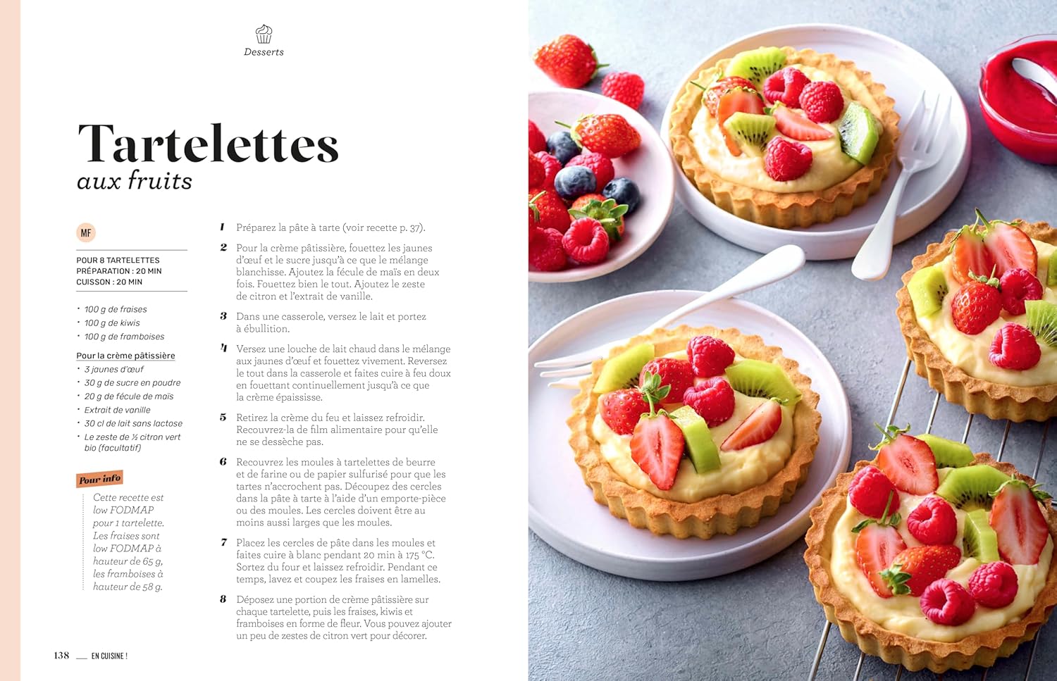 Recueil de 90 recettes pour intestin irritable avec tartelettes aux fruits fraîches et colorées