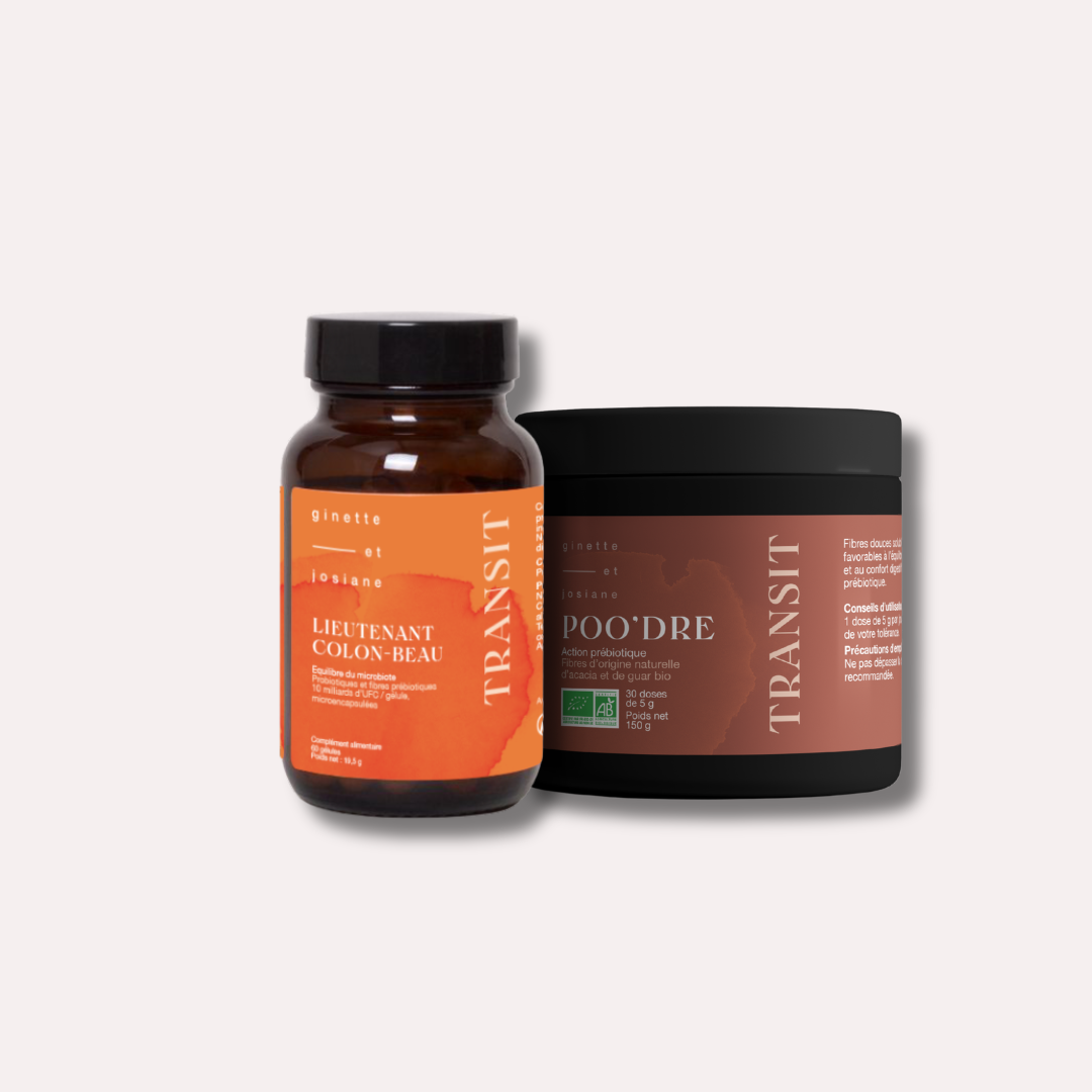 Pack Symbiotique microbiote – Prébiotiques + Probiotiques – Poo’dre + Lieutenant Colon-Beau