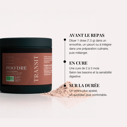 Poudre de transit avec fibres pour améliorer la digestion et les préparations culinaires